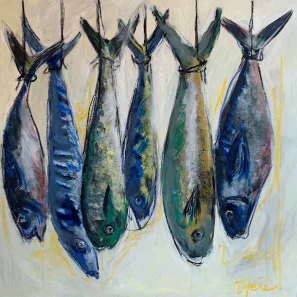 Denise Fisher | Six  Hanging Fish  | Mixed Media| McAtamney Gallery and Design Store | Geraldine NZ